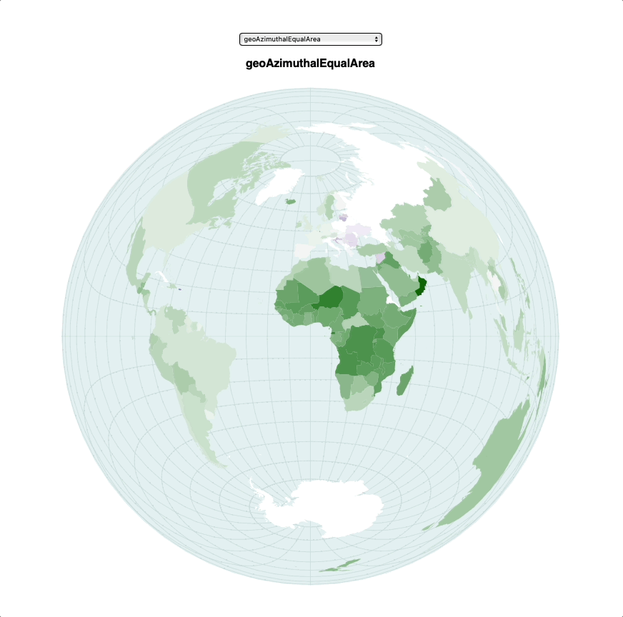 Dynamically changing map projections from D3