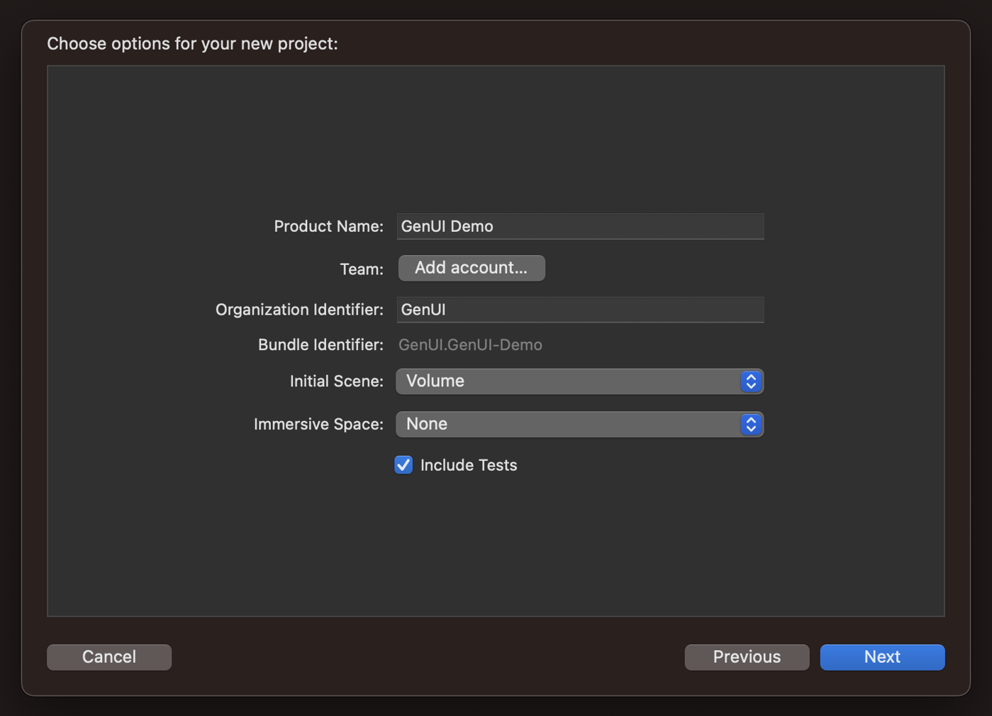 Xcode options screen
